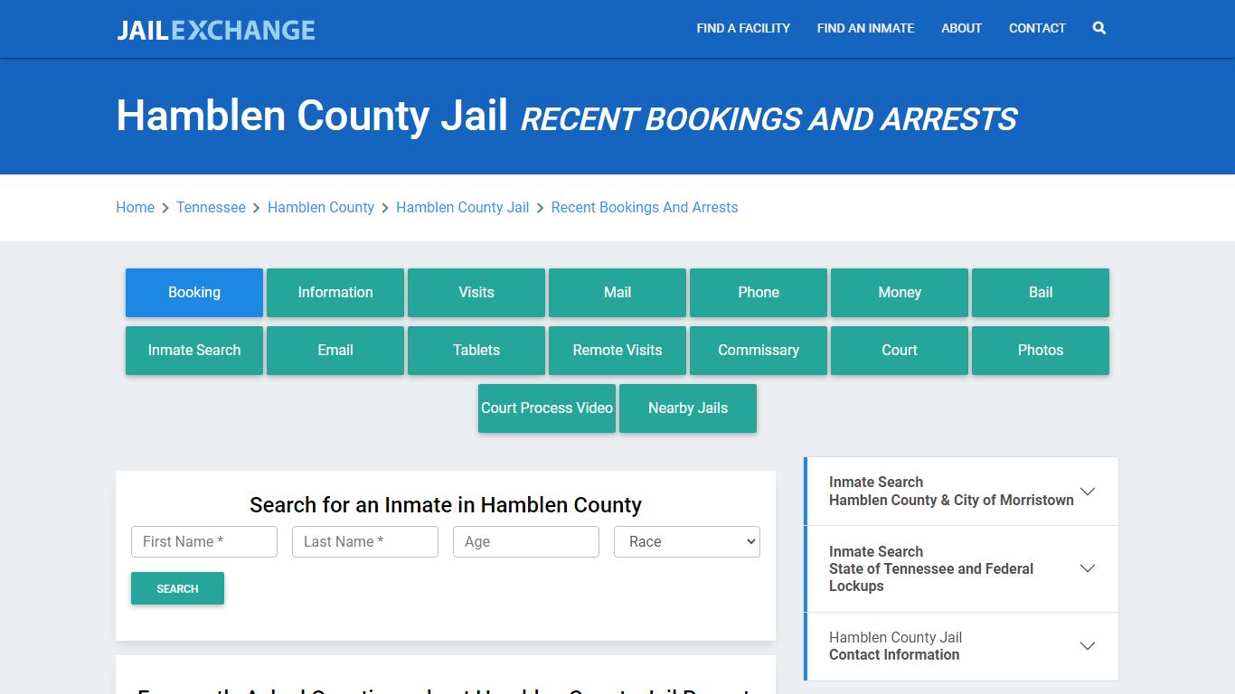 Hamblen County Jail Recent Bookings And Arrests - Jail Exchange