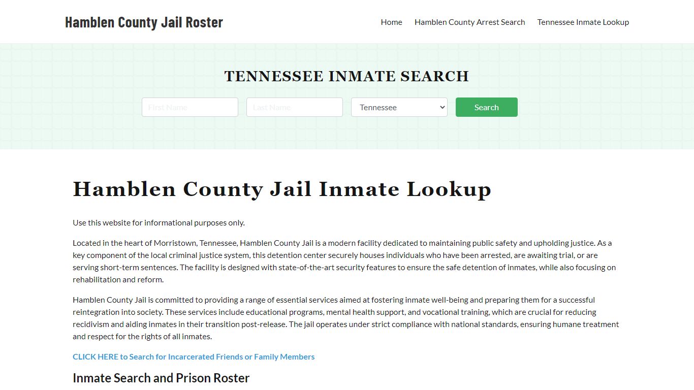 Hamblen County Jail Roster Lookup, TN, Inmate Search