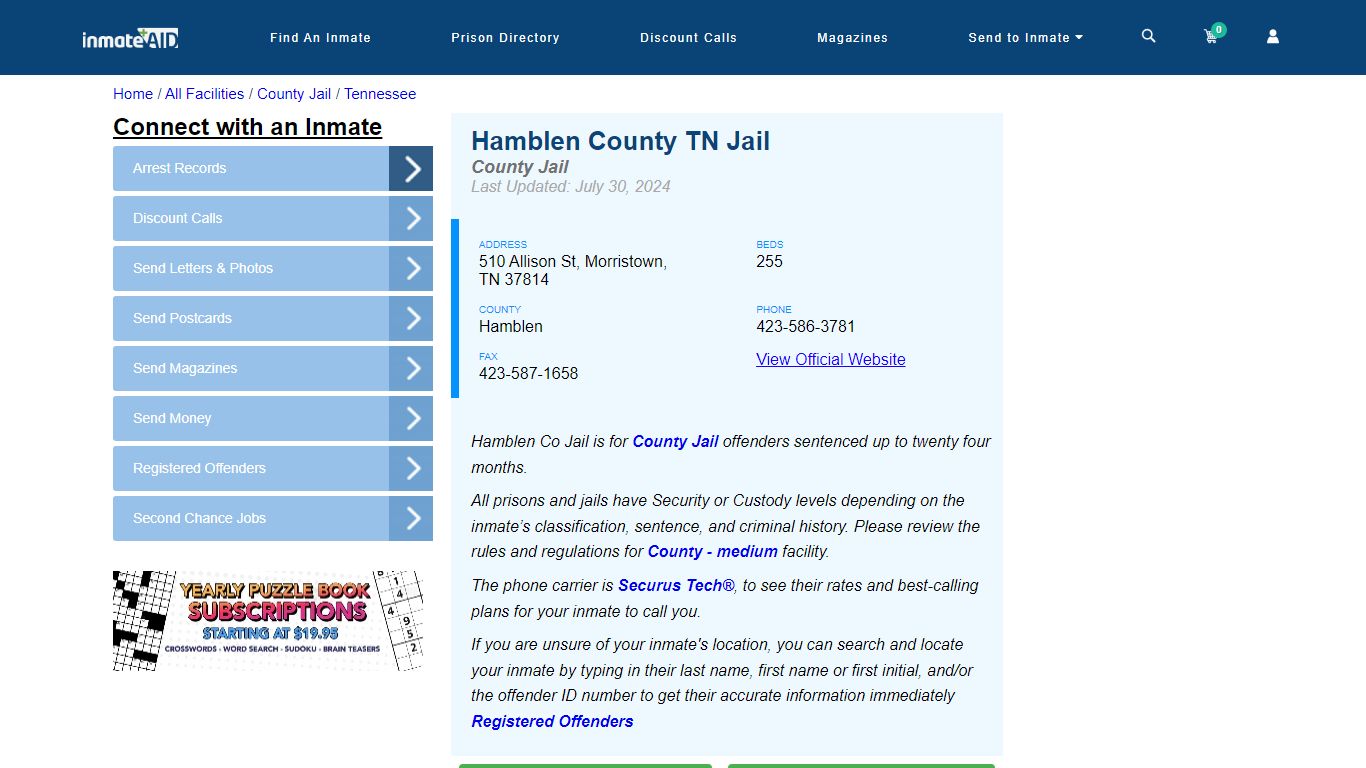 Hamblen County TN Jail - Inmate Locator